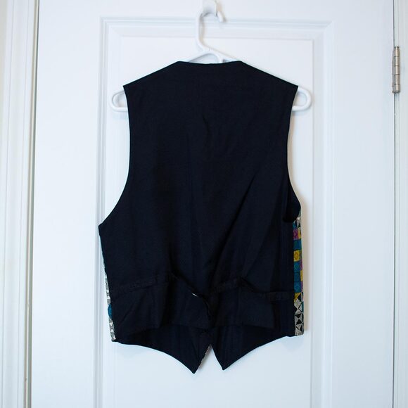 VTG Geometric Colorful Quilted Prom Vest 90s Funky Formal | Dark Winter - Picture 4 of 5